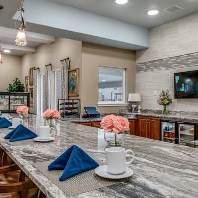 Interior dining area with elegant table settings