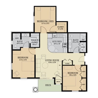 Architectural floor plan of a residential unit