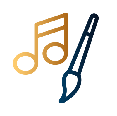 Graphic icon representing music and art
