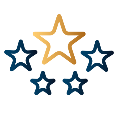 Logo with five stars in varying sizes