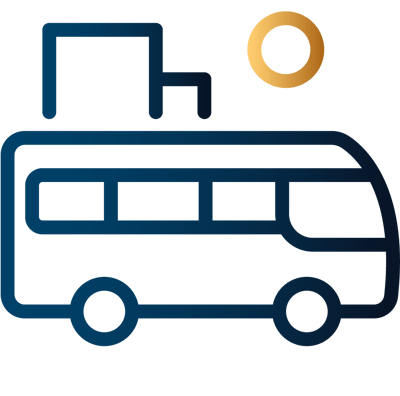 Icon of a facility transport vehicle under the sun