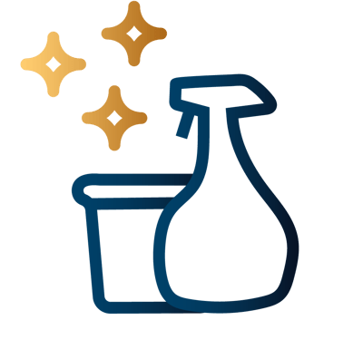 Cleaning supplies icon with sparkles