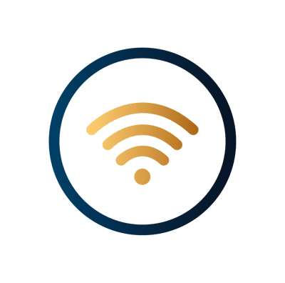 A graphic representation of a Wi-Fi symbol