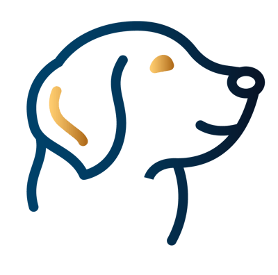 Logo of a dog in a simple line design