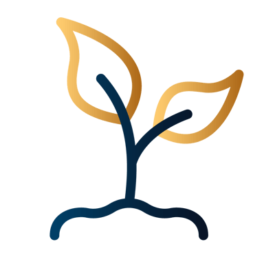 Stylized plant icon representing growth or care
