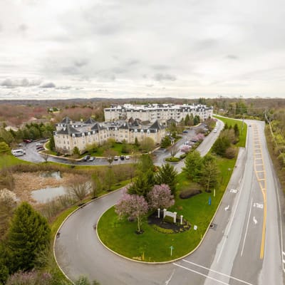 Aerial view of the Garden Estates of Temple facility