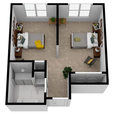 Floor plan of a shared room layout