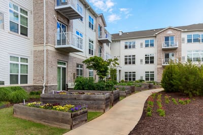 Beautiful garden area with walking path