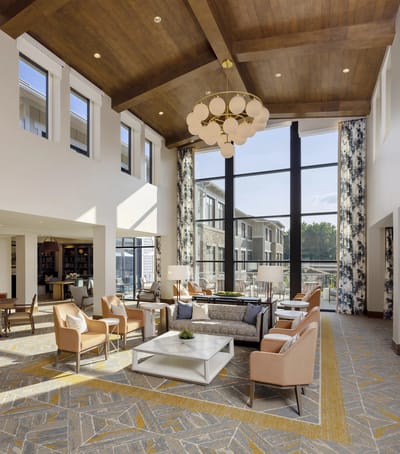 Common area with seating and natural light
