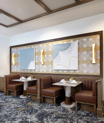Dining area with modern decor and seating