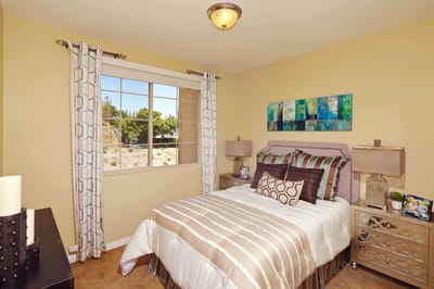 Cozy private room with bed and decorations