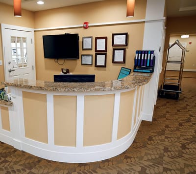 Reception area in an assisted living facility