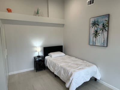 Cozy bedroom setup in a senior living space
