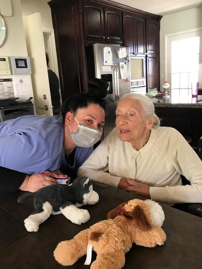 Staff member interacting with a resident.