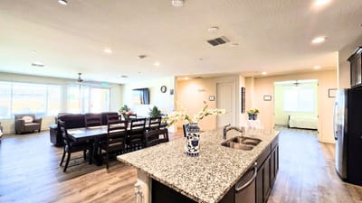 Interior view of a common area in assisted living facility