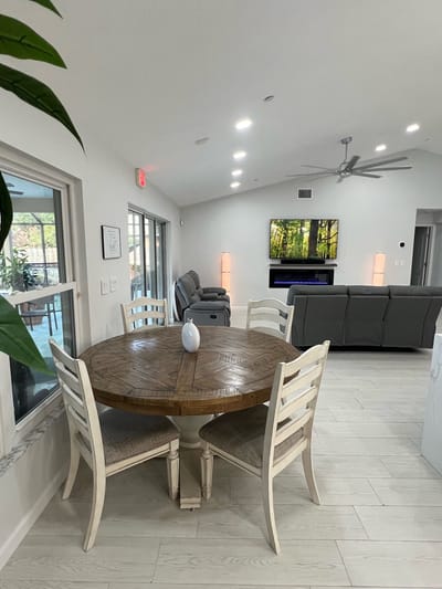 Interior view of a common area with seating and decor