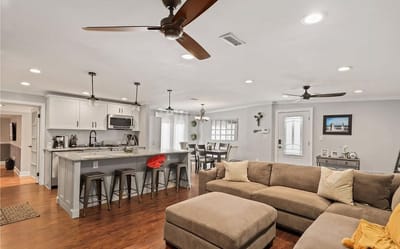 Bright common area in an assisted living facility