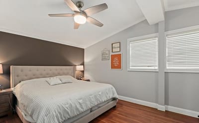 Stylish interior view of a modern bedroom