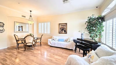 Bright common area with seating and decor