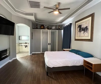 Bright, spacious interior of a private resident room