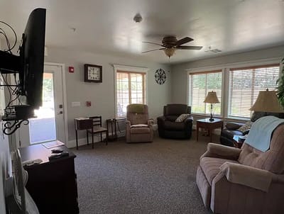 Cozy interior of a common area with seating