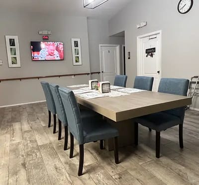 Dining room with large table and chairs
