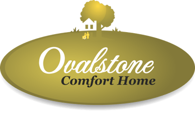 Ovalstone Comfort Home logo on a golden background