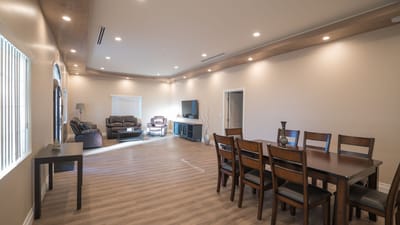 Common area with seating and dining table