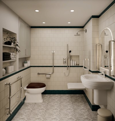 Accessible bathroom with safety features