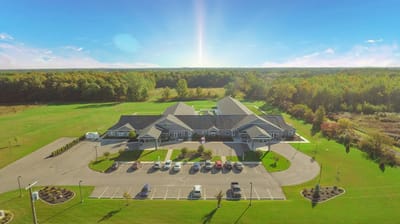 Aerial view of Howell's Care 3 facility and surrounding grounds.