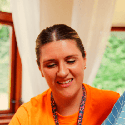 Staff member engaging with a resident