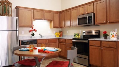 Bright kitchen with modern amenities and decor