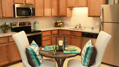 Well-decorated kitchen and dining area with modern appliances