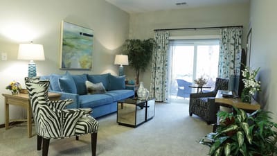 Cozy living room setting with comfortable furniture