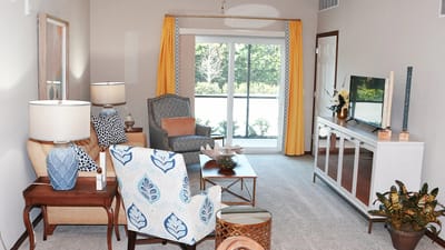 Bright interior common area with comfortable seating