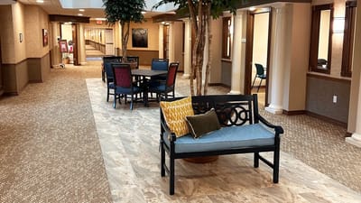 Common area with seating and dining tables