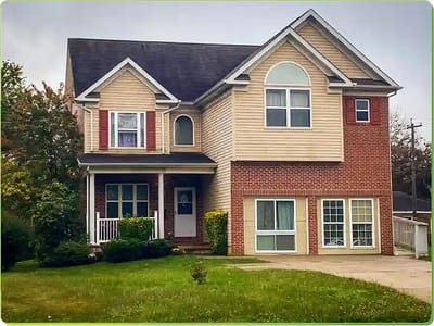 Exterior view of a two-story residential building.