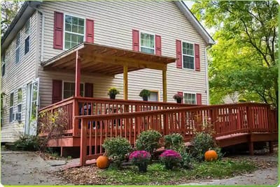 Exterior view of a home with a welcoming porch