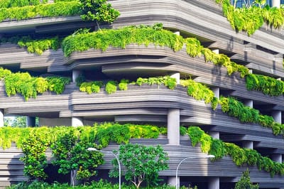 Green and modern exterior of a building