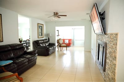 Interior view of a common area with seating