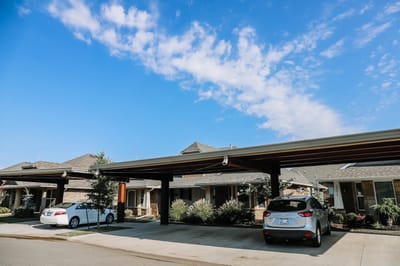 Covered parking area at a senior living facility