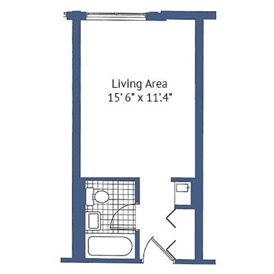 Architectural floor plan of a living area