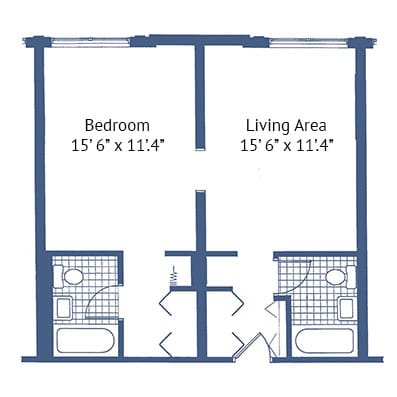 Architectural floor plan of a resident unit