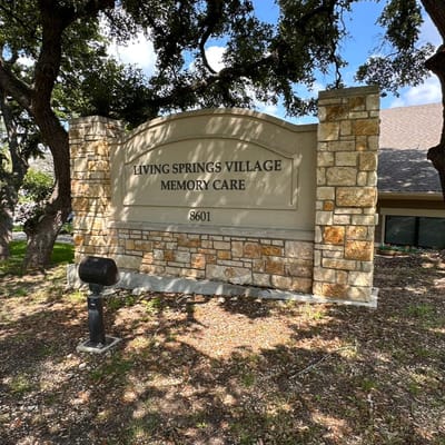 Sign for Living Springs Village Memory Care facility