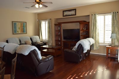 Bright common area with comfortable seating