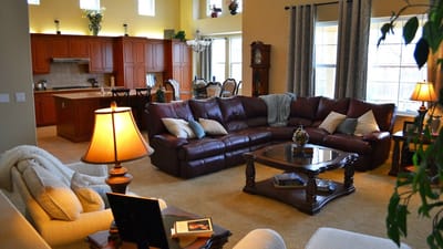 Cozy interior common area with seating and decor