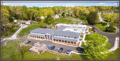 Aerial view of the Alexander Guest House facility and grounds
