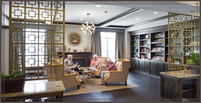 Residents socializing in a lounge area