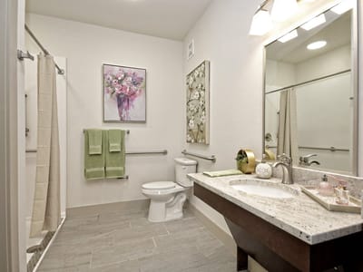 Well-appointed bathroom with modern fixtures and decor