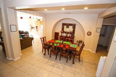 Dining area with a wooden table and chairs